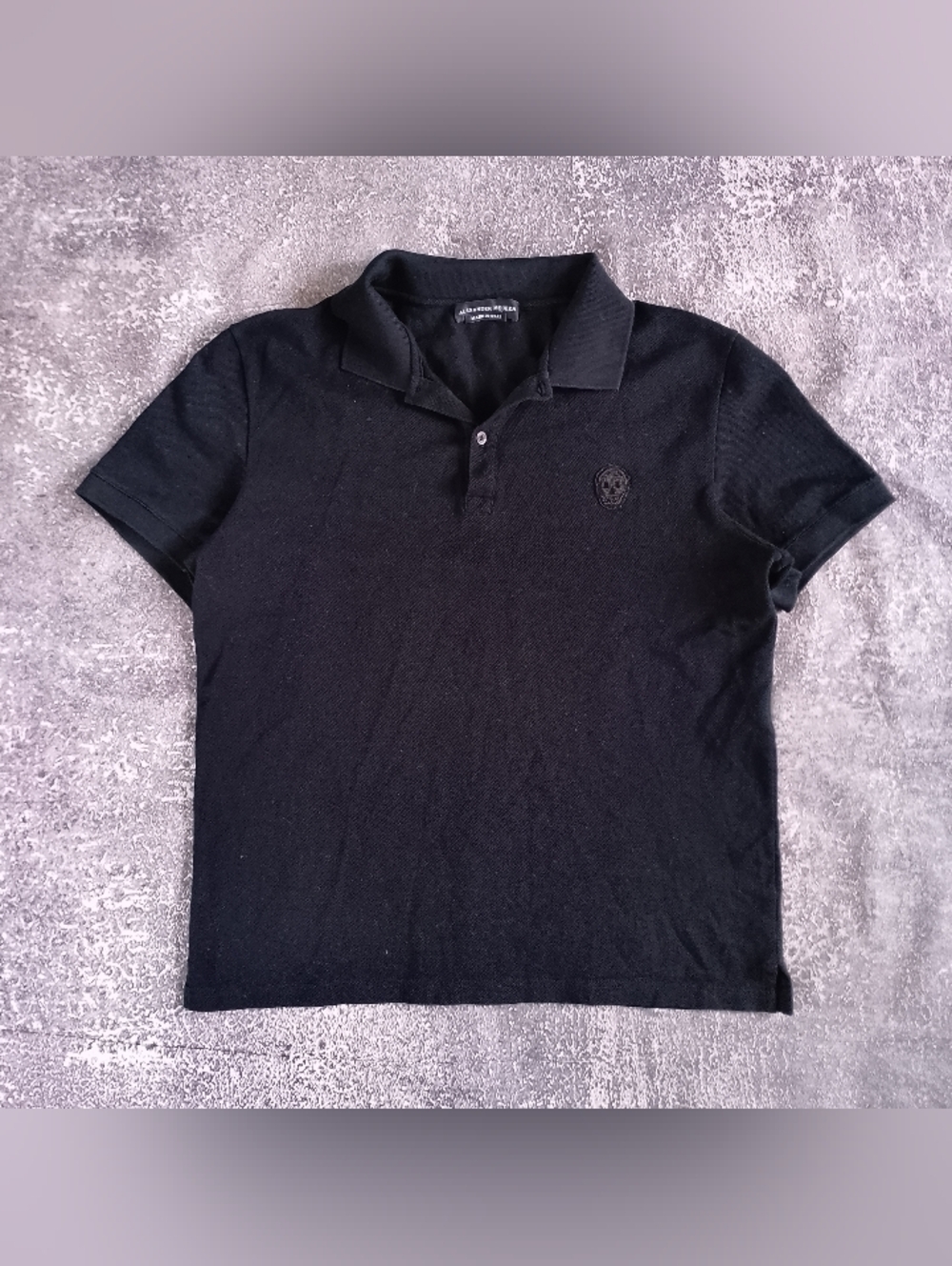 Alexander McQueen Black Polo Shirt with Skull Embroidery